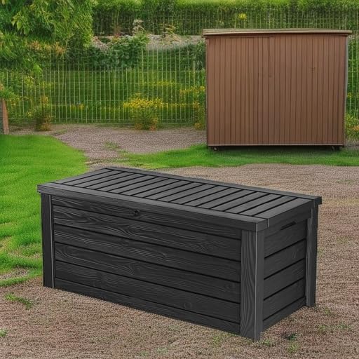 Keter Westwood Outdoor Storage Deck Box, 150 Gallon, Dark Grey