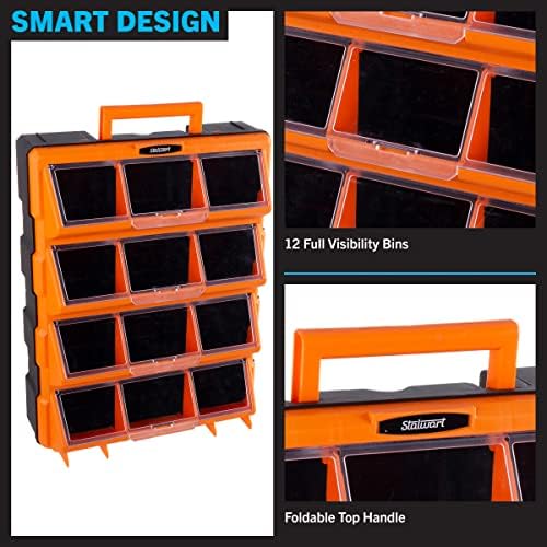 Stalwart Plastic Storage Drawers for Garage Organization, Black