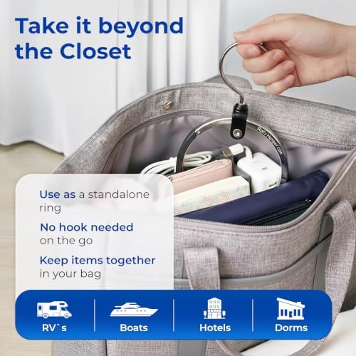 Rolly Hanger® Premium Closet Organizer, Rotating Aluminum Ring Hanger with 36...