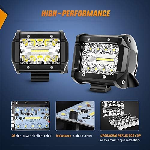 Nilight 2 Pcs 4 Inch 60W Led Pods with 2 Inch Tow Hitch Mounting Brackets Bac...