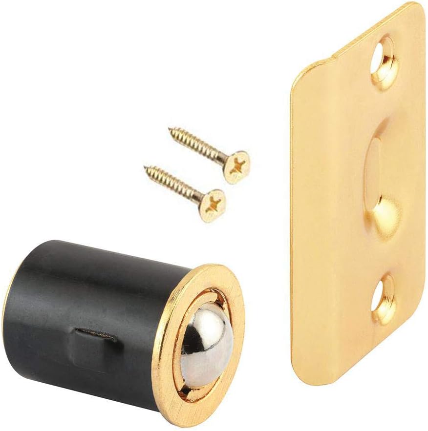 (25 Pack) Brass Plated Closet Door Drive-in Ball Catch with Strike Plate Prem...