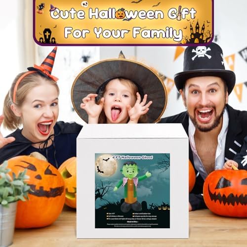 4FT Green Ghost Halloween Inflatable Decor with LED Lights
