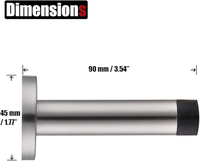 JQK Door Stopper Black, 304 Stainless Steel Thicken 1mm Sound Dampening Door ...