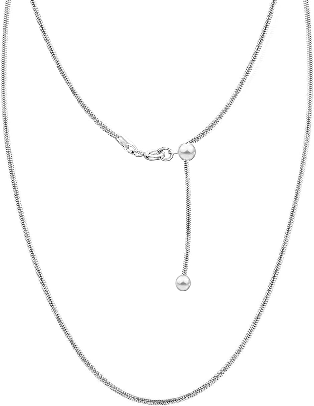 LeCalla 925 Sterling Silver Italian Jewelry Adjustable Chain Necklace, Slidin...