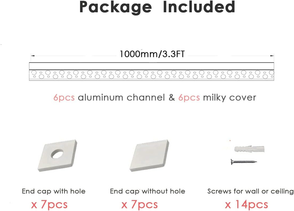 Plaster LED Channel,Trim Edge Tile Drywall LED Strip Channel 6x1m