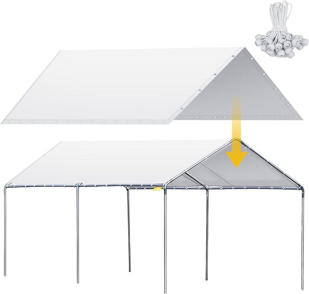 10 x 20 ft Heavy Duty Carport Canopy Waterproof Garage Car Shelter Tarp Tent ...