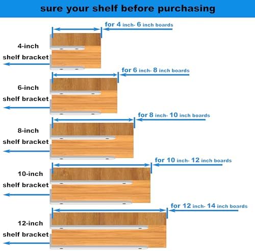 Eurydice Heavy Duty Floating Shelf Brackets, 1/4 in Thick 6 in 6Pack White