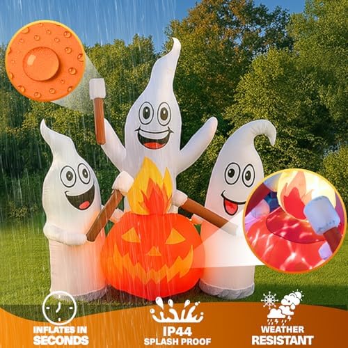6 FT Halloween Inflatable Ghosts Roasting Marshmallows