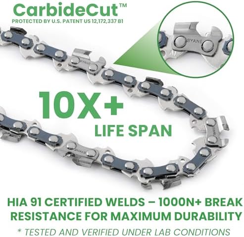 BYANE 18-Inch Carbide Chainsaw Chain .325" Pitch .050" Gauge 68 Dri...