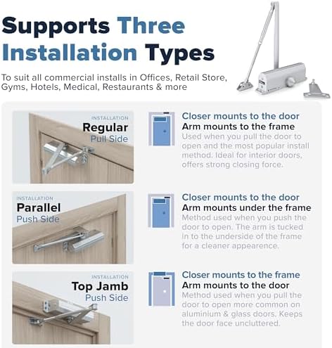 Commercial Door Closer – Heavy Duty Grade 1 Automatic Door Closer for Commerc...