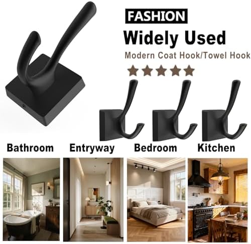 TOFIIGREM Black Wall Hooks Coat Hooks, Mudroom Hooks Bathroom Hallway Hooks f...
