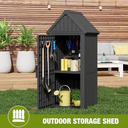 Outdoor Storage Shed, Waterproof Storage Cabinet with Ample Space, Sturdy Res...