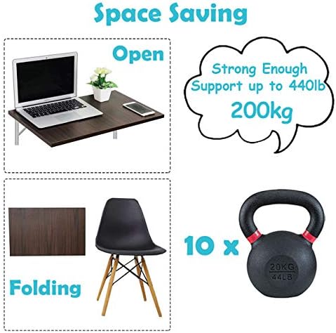 CLT 16" Black Folding Shelf Brackets Max. Load 440 lb, Heavy Duty DIY Wa...