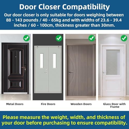 Ougourim Door Closers Commercial Heavy Duty Automatic Door Closer Residential...