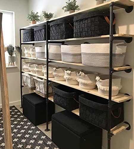 Industrial Retro Wall Mount Iron Pipe Shelf,DIY Open Bookshelf,Hung Bracket,H...