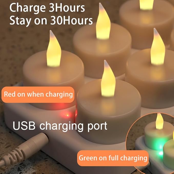 Rechargeable LED Tea Lights, Flickering Flameless Candles with Remote Timer, ...