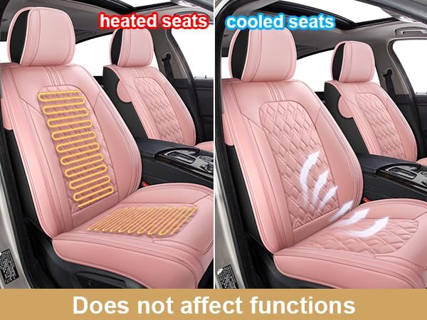 Car Seat Covers Full Set Pink, Leather seat covers, Universal Fit