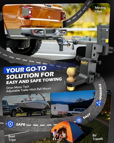 Orion Motor Tech Adjustable Trailer Hitch Ball Mount - 2" Receiver &...