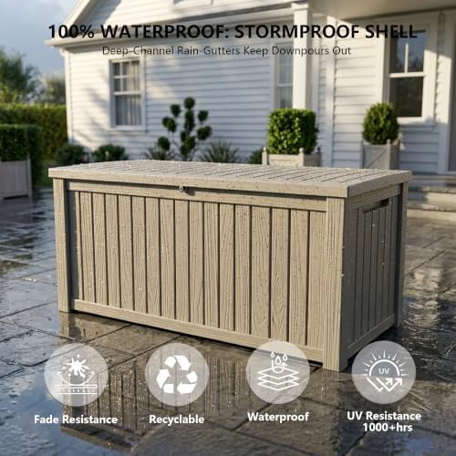Outdoor Storage Box,200 Gallon Waterproof Deck Box [Upgraded 3.0]
