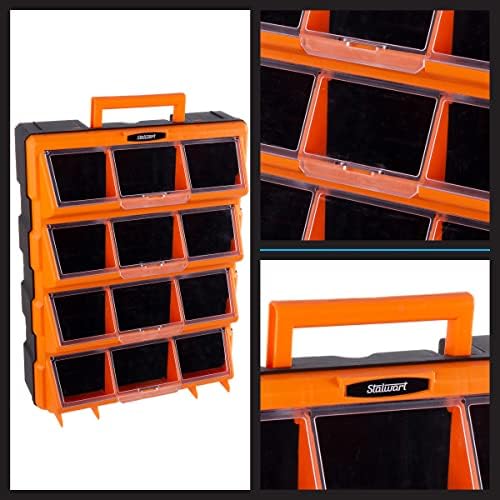 Stalwart Plastic Storage Drawers for Garage Organization, Black