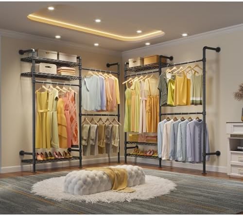 Timate F2 Industrial Pipe Clothes Rack Wall Mounted Clothing Rack for Hanging...
