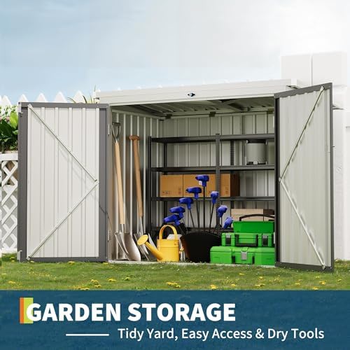 Garvee Outdoor Trash Storage Shed– 5.8x3.3 FT, Lock Latch, Sloped Roof