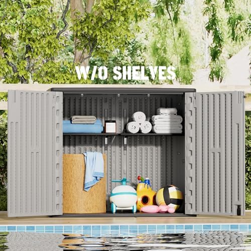Mrosaa Large Outdoor Storage Box,Resin Sheds&Outdoor Storage Waterproof/L...