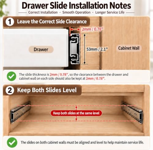 Heavy Duty 40" Drawer Slides, Full Extension Ball Bearing, 300LB