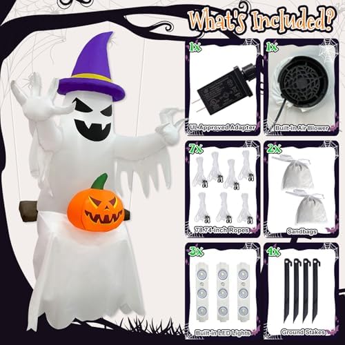 OurWarm 8FT Ghost Inflatable Halloween Decorations, Halloween Inflatables