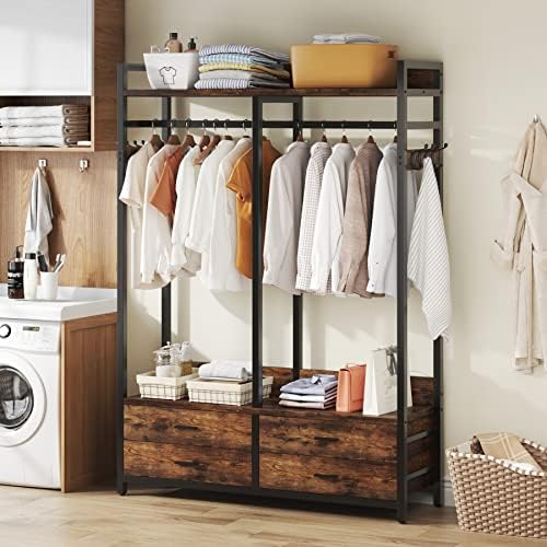 Tribesigns Freestanding Closet Organizer, Garment Rack with 4 Drawers