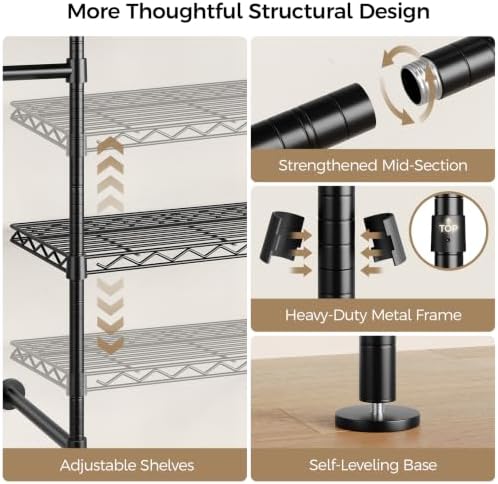 Closet Organizers and Storage, 5-Row Heavy Duty Clothes Rack for Hanging Clot...