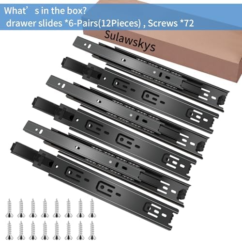 Sulawskys 10 Inch Drawer Slides, 6 Pairs (12 Pcs) Full Extension Ball Bearing...