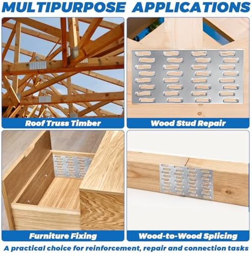 100 Pack Truss Plates Pronged Flat Mending Plate, 4 x 2 in, 9mm Teeth