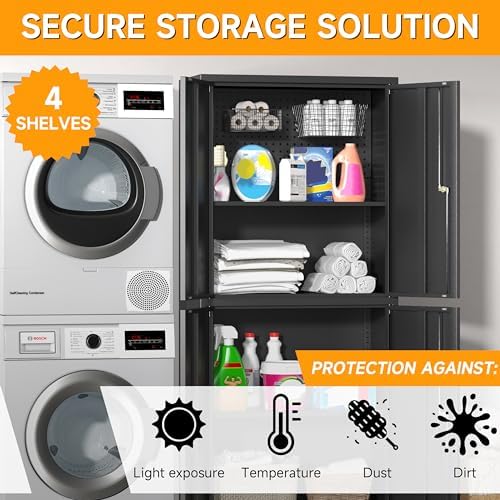 Metal Cabinet with Wheels,72.8" H Rolling Tool Storage Cabinet with Lock...