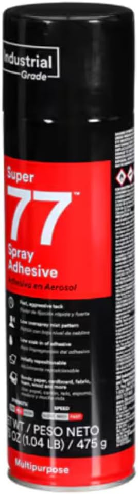 3M Industrial 021200-21210 Clear Super 77 Multi-Purpose Spray Adhesive, 16.75...
