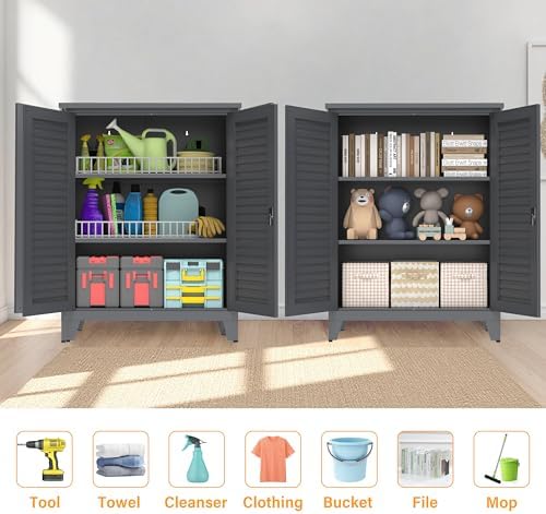 RYH 47.2” Tall Metal Outdoor Storage Cabinet(47.2" H × 35.4" W ×17....