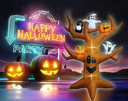 9ft Halloween Inflatable Ghost Tree Halloween Airblown Inflatable Outdoor Dec...