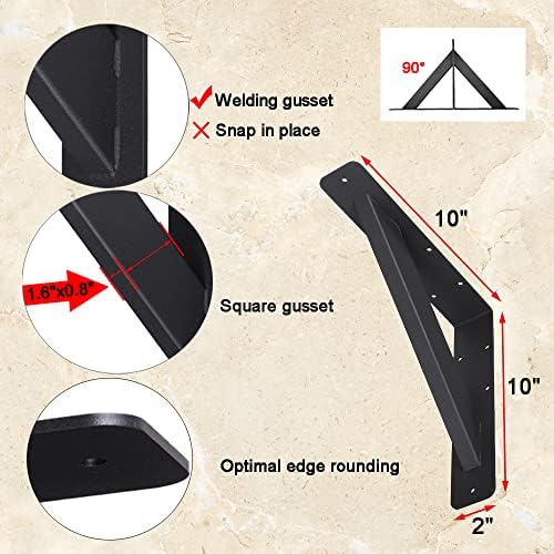 2Pcs Heavy Duty Shelf Brackets Countertop Support Brackets,10"x10"C...