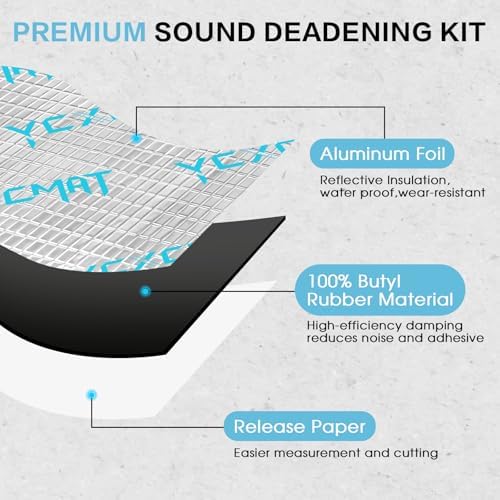 80 Mil Butyl Sound Deadening Mat for Car, 50 sqft Deadener Material