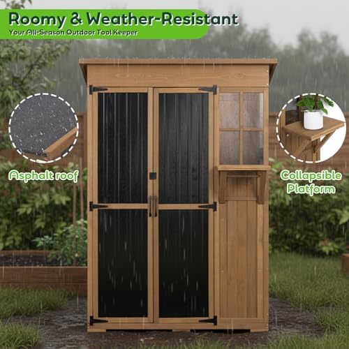 Large Outdoor Storage Cabinet Waterproof with Shelves, Outside Storage Shed T...