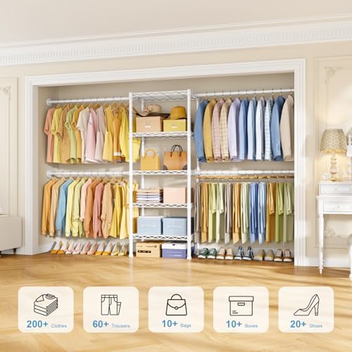 Ulif M2 Wall Mounted Closet System, White Clothes Rack Mount onto the Wall