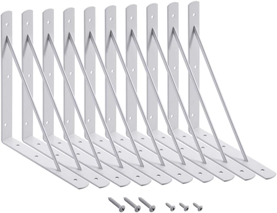 HOME MASTER HARDWARE Wall Shelf Brackets, 10x8 Inch L Brackets, 10 Pack