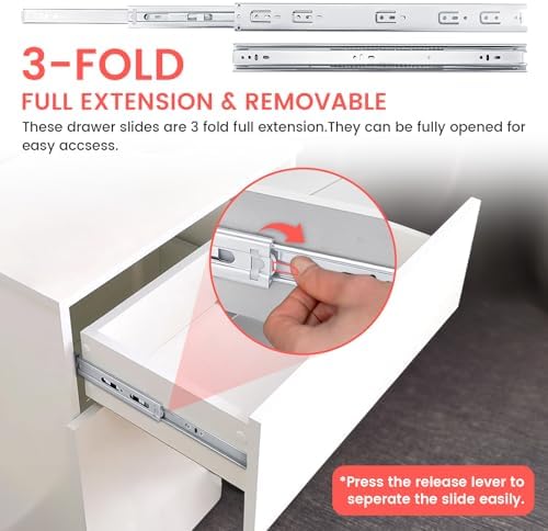 Homdiy 14 Inch Heavy Duty Drawer Slides Side Mount 100 LB Capacity, 4 Pairs