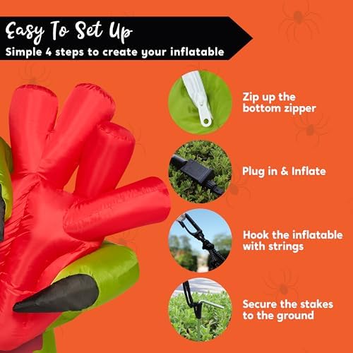 JOIEDOMI 5 Ft Halloween Inflatables Zombie Hand Outdoor Decorations, Blow Up ...