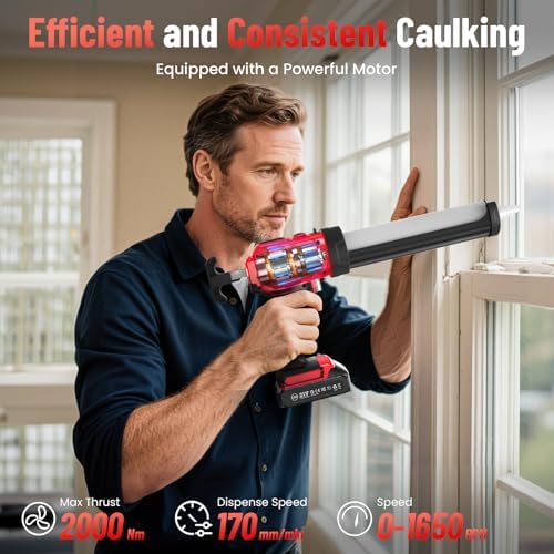 Electric Caulking Gun, Cordless Caulk Gun with 2x 2.0Ah Batteries