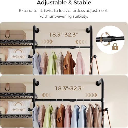 Closet Organizers and Storage, 5-Row Heavy Duty Clothes Rack for Hanging Clot...