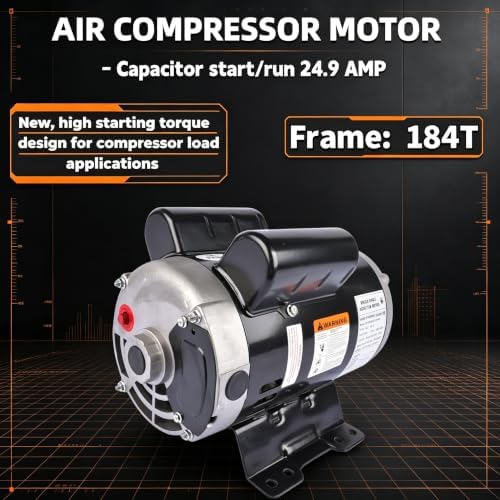 54421193 5HP Air Compressor Motor for Ingersoll Rand, Single Phase