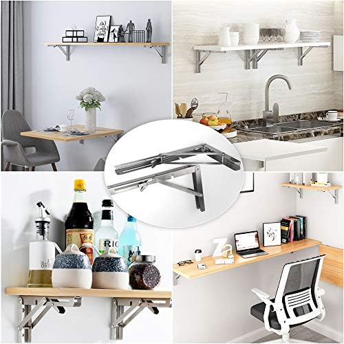 Storystore Folding Shelf Brackets - 16 Inch Heavy Duty Stainless Steel Collap...