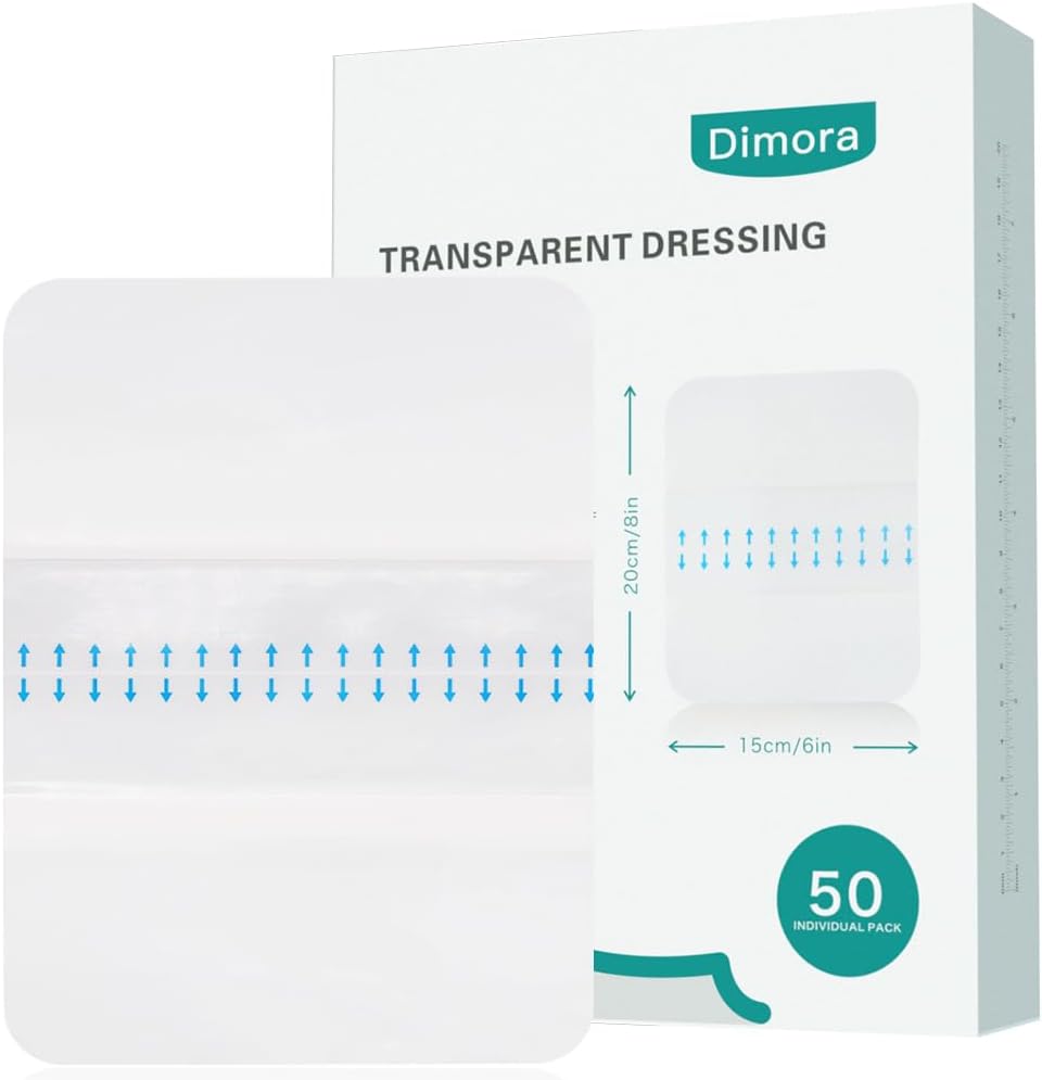Dimora Waterproof Transparent Film Dressing, Large Clear Wound Bandages 6x8 i...