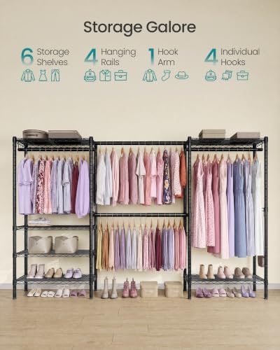 SONGMICS clothes rack, Adjustable Mesh Shelves and Hanging Rails